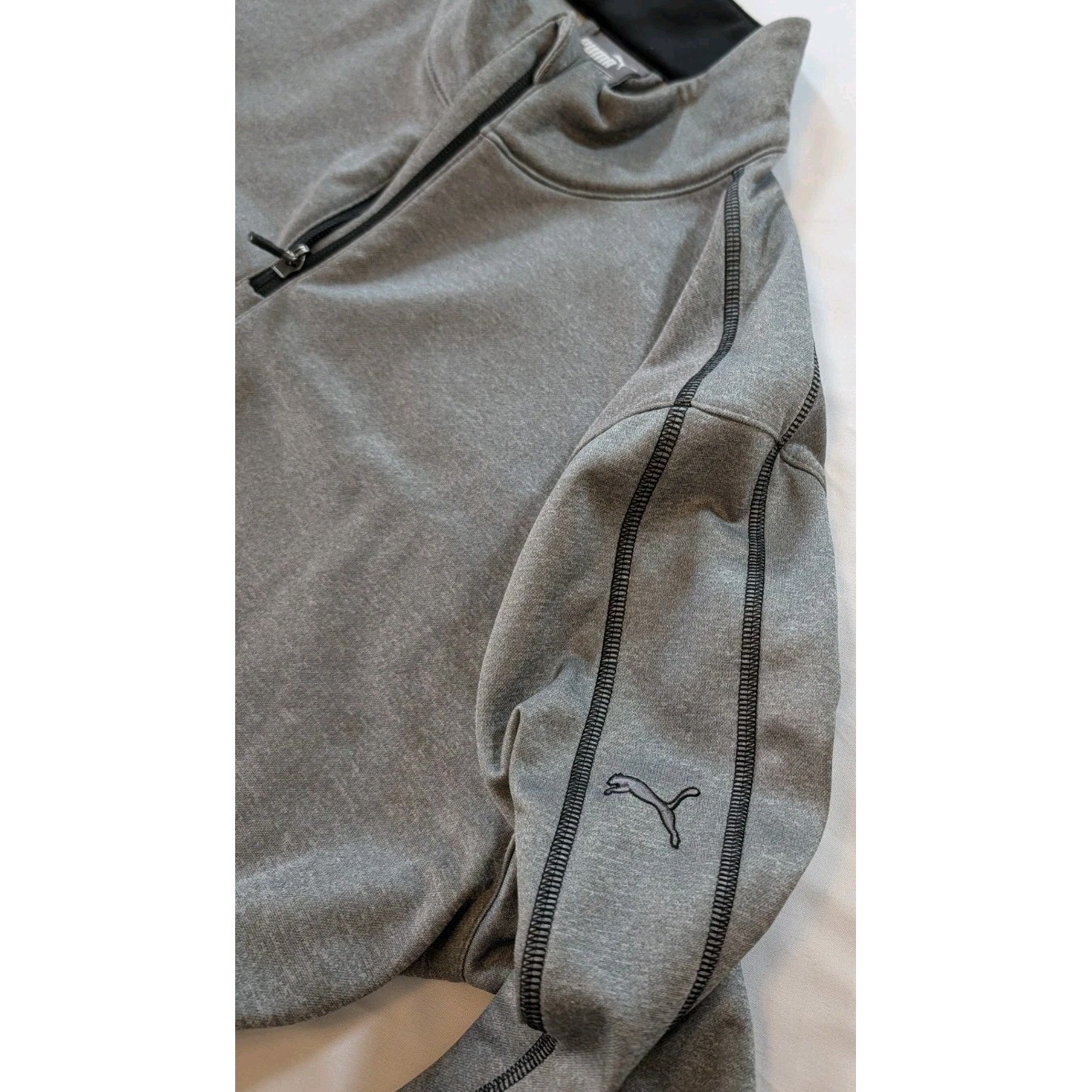 Puma Golf Mens Lg 1/4 Zip Pullover Fleece Lined Grey Long Sleeve — image 5 of 8